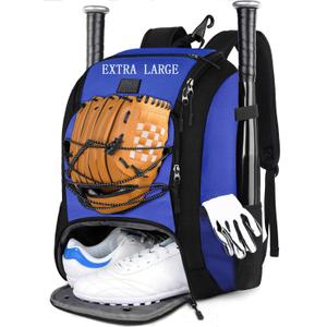 MATEIN Baseball Backpack, Softball Bat Bag with Shoes Compartment for Youth, Boys and Adult, Lightweight Baseball Bag with Fence Hook Hold TBall Bat, Batting Mitten, Helmet, Caps, Teeball Gear (47L, Blue)
