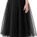 Noomlfish Kids Long Tutu Skirts Flower Girl Tulle Party Maxi Skirt (4-12 Years) (Black)