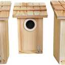 3 Pack Bird House - Bluebird, Finch, Wren, Chickadee, Tree Swallow Bird, Wild Birds, Woodpecker House, Unfinished Wood DIY Project |