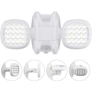 HONWELL Motion Sensor Light Outdoor Battery Powered Outside Security Flood Light Cordless IP65 Waterproof 32 LED Dual Head Spotlights, Motion Detector Lights for House Garage Porch Garden Shed