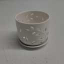 EFISPSS Orchid Pot with Holes, 5 Inch Ceramic Plant Pots with Drainage Holes and Tray, Promoting Air Circulation and Drainage, Indoor/Outdoor White Flower Pots 1 Pack