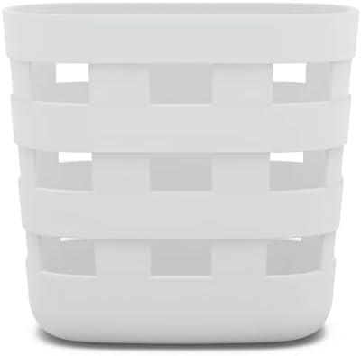 Lalo Bath Time Storage Bin - Keep Items Organized & Dry with Non-Toxic Plastic, Easy Cleanup, Removable Drying Bin, Woven Baby Organizer, Secure Wall Attachment, 9 x 5.5 x 8.5 in - Sage