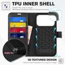 TUCCH Wallet Case for iPhone 17 Pro (6.3") 2025, RFID Blocking 4 Card Slots | Kickstand | Magnetic Closure | PU Leather | Shockproof TPU Shell | Protective Flip Cover | Black & Light Blue