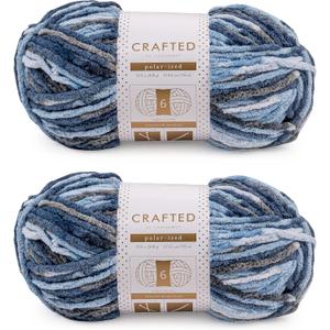 Crafted By Catherine Blanket Multi Yarn - 2 Pack (213 Yards Each Skein), Baby Blue Multi, Gauge 6 Super Bulky (10.5 oz/ 2 Pack)