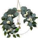 CMINAUS 15'' Eucalyptus Wreath for Front Door Artificial Greenery Outdoor Wreath with White Berry Spring Summer Wreaths for Farmhouse Front Porch Window Porch Hanging Wall Party Wedding Decor