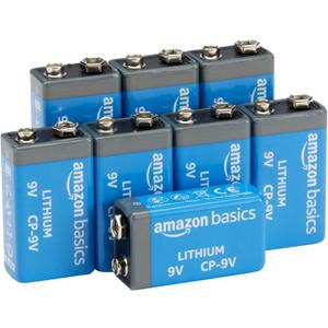 Amazon Basics 8-Pack 9 Volt Lithium High-Performance Batteries, Up to 10-Year Shelf Life, Long Lasting Power