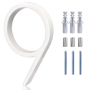 White Address Numbers - 5 Inch Modern Floating House Numbers for Outside, Creats Attractive Interesting Shadows, High Gloss Number 9