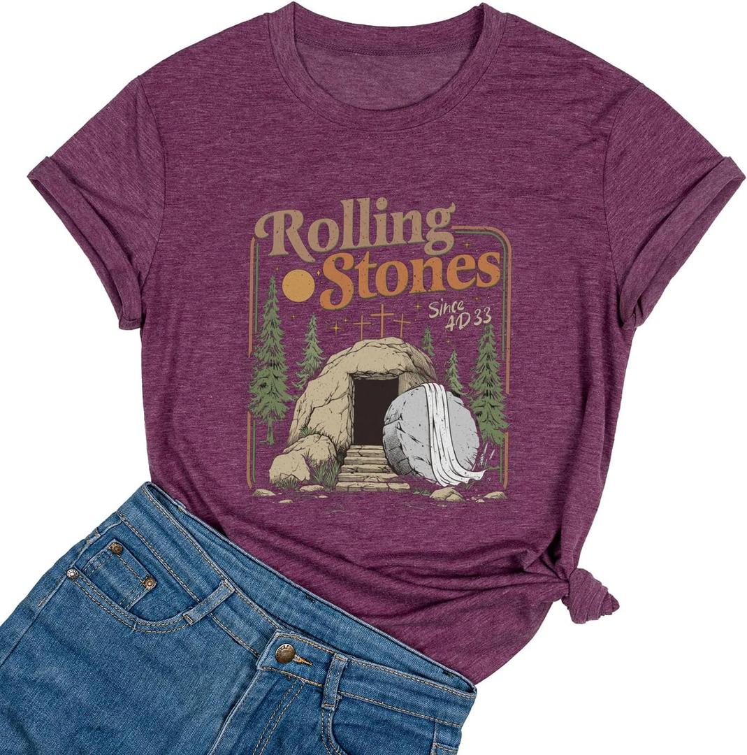 Ykomow Happy Easter Shirts for Women Hangin with My Peeps T Shirt Cute Easter Bunny Outfit Tees (Medium, Purple)