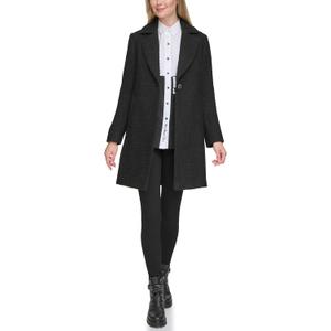 KARL LAGERFELD Women's Solid Texture Wool Classic One Button Blazer (Medium, Black)