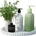 Silicone Bathroom Countertop and Vanity Tray-10 Inch Round Silicone Bathroom Tray, Modern Bathroom Decor, Coffee Table Decor, Decorative Tray for Candle, Perfume, Plants (White)