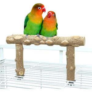 Bird Perch Stand, Bird Cage Top Perch Gym, Natural Wood Parrot Branch for Small Medium Large Parrot (S)