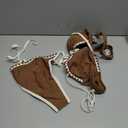 B2prity Women's Color Block Bikini Set Two Piece Tie Swimsuit Cheeky High Cut Bathing Suit for Summer Beach Pool (Medium, Brown White)