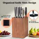 Acacia Wood Universal Knife Block with Plastic Slot Top, Kitchen Knife Holder for Knives, Scissors & Sharpening Rod, Easy-Clean Countertop Storage Organizer