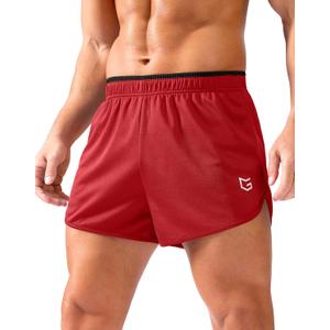 G Gradual Running Shorts for Men 3.5 inch Lightweight Breathable Gym Shorts with Brief Liner Athletic Training Workout Sport (Small, Red)