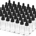 1 oz Dropper Bottle 48 Pack Clear Glass Boston Bottles 30ml with Eye Droppers Black Caps for Essential Oils, Perfume, Leak Proof Travel Bottles for Liquids