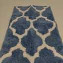 OLANLY Bathroom Rugs 24x16, Soft and Absorbent Microfiber Bath Rugs, Non-Slip Shaggy Shower Carpet, Machine Wash Dry, Bath Mats for Bathroom Floor, Tub and Shower, Blue