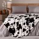 Cozy Bliss Cow Print Fuzzy Throw Blanket for Couch - Thick Soft Warm Non Shedding Fleece Blankets for Western Dcor Room, for Kids, Women Men Girls, Black Brown 40"*50"