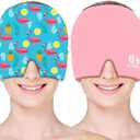 Migraine Relief Cap, Soothing Headache Ice Face Mask Products, Hot and Cold Therapy, Migraine Headache Relief Cap for Migraine, Sinus, Puffy Eyes, Tension, Stress and Hangover (Pink+Blue2)