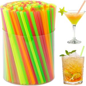 [1000 Pcs] Neon Bar Short Cocktail Straws - 5 Inch 0.16'' Diameter Plastic Disposable Colorful Straws Coffee Stirrers for Whiskey,Bar,Club,Soda,Cocktail,Teas