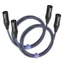 6FT 3Pin XLR Male to Male Audio Cable,3 Pin Male to Male Microphone Cable with Oxygen-Free Copper,Silver Plated Studio Mixer Amplifier Adapter cable-2Pack