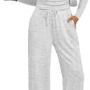 LILLUSORY 2 Piece Lounge Sets for Women Fall Outfits 2025 Two Piece Travel Sweatsuits Business Casual Fashion Clothes (X-Small, Oat Grey)