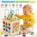 ATOYUS Wooden Activity Cube, 6-in-1 Montessori Toys for 1+ Year Old Toddler, Large size