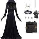 Lady Village Costume Gothic Cosplay Dress Black Hooded Dress Halloween Vampire Cosplay (X-Small)