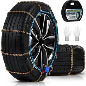 Auto Tightening Snow Chains for Cars, SUVs & Pickup Trucks  1-Min Quick-Fit Auto Installation, Reusable Universal Emergency Traction Tire Chains  Set of 2ALN130