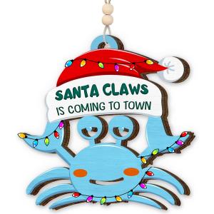 2025 Crab Ornaments for Christmas Tree, Unique Gifts for Friend Neighbor Coworker, Funny Animal Lover Gifts for Men Women, Wood Sea Animal Christmas Ornaments as Crab Decorations
