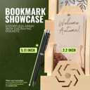 HOTCAN Bookmark Holder Display Stand for Vendors | Wooden Bookmark Booth Display Items with 12 Shelf Pockets | Customizable Space and Mobile Friendly Design Ideal for Craft Fairs, Vendor Booths, Shops