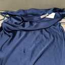 Summer Satin Spaghetti Strap Cowl Neck Backless Midi Dresses for Women Elegant Tie Low Back Ruched Cocktail Dress (Medium, Navy)