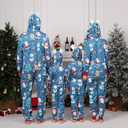 VNVNE Matching Christmas Onesie Pajamas for Women/Men/Couples/Family, Xmas Holiday Long Sleeve One-Piece Adults Pjs Sleepwear (Blue)