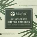 1000 Count | KingSeal Bamboo Coffee Stir Sticks, 5.5 inches, Square End, Stronger and Thicker Than Standard Wood, 100% Renewable and Biodegradable - 1 Box of 1000 Stirrers