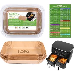(125PCS) Air Fryer Liners, Disposable for Ninja Dual Air Fryer accessories, Parchment Paper liners rectangle 8.6''*5.5''