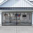 Garage Door Screen for 2 Car Garage-18x8FT Magnetic Garage Door Screen with 6 Roll Up Starps for Patio, Outdoor Black