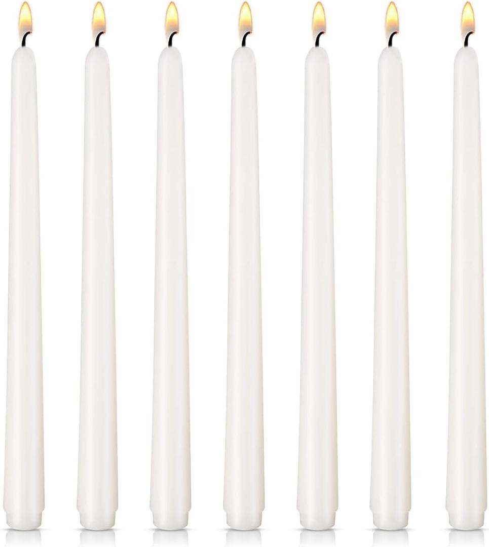 7 Pack White Taper Candles - Taper Candles 10 Inch Dripless, Smokeless & Unscented - 8 Hours Long Burning - Tall Candlesticks - Ideal for Weddings, Dinner Parties, Home Decor, Birthday Party