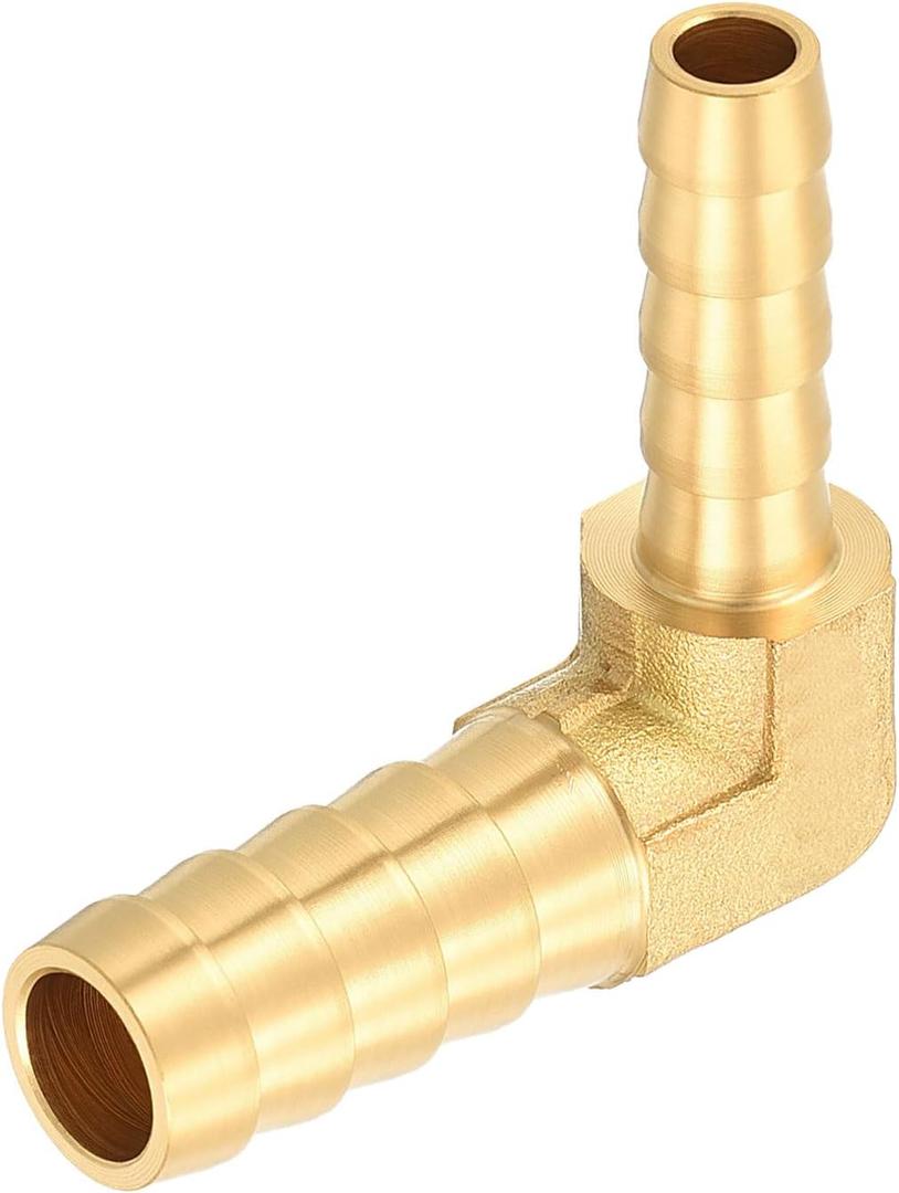 HARFINGTON 1pcs 90 Degree Hose Elbow 1/2" to 3/8" Brass Hose Barb Fitting Metals Splicer Mender for 3D Printing, Air Compressor, CNC Machine, Dies
