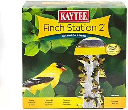 Kaytee Wild Bird Finch Station 2 Soft Mesh Sock Feeder, Includes, Yellow, 4 Socks