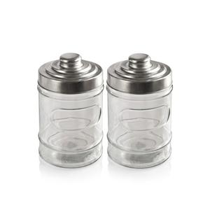 Classic Glass Storage Jars with Lids Set of 2