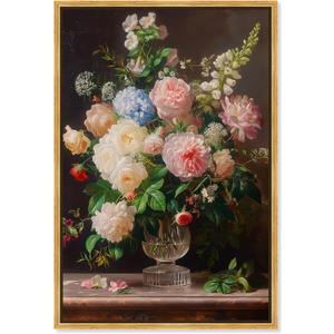 Art Remedy Floral Still Life Canvas, 24" x 36", Gold Frame, Blossoms of Nostalgia, 37"L x 25"W