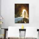 Christian Jesus Wall Art Jesus Leaves the Tomb Canvas Painting Resurrected Savior Leaves the Tomb Posters Prints He Is Risen Pictures for Church Home Bedroom living room Home Wall Decor Framed