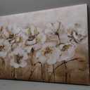 Large Flowers Wall Art for Living Room Decor Framed Art White Floral Canvas Pictures Modern Brown Artwork Blossom Canvas Prints for Bedroom Dining Room Kitchen Home Office Wall Decor 24" x 48"