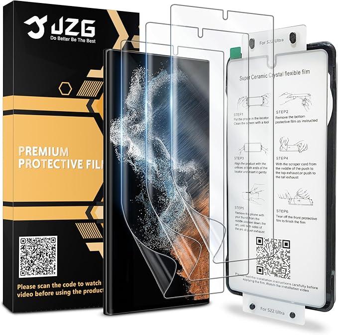 FlexGear 2 Pack for Samsung Galaxy S22 Ultra Screen Protector  Ceramic Film, Supports Fingerprint Recognition, Easy to Install Tool, BubbleFree, Scratch SelfHealing, HD Screen Protector