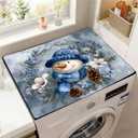 Washer and Dryer Covers for the Top, Merry Christmas Non-slip Dryer Top Protector Mat, Dust-proof Washing Machine Cover, 23.6" x 19.7" (Blue Snowman, 23.6"L x 19.7"W)