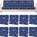 pickyNproud 8Pcs Patio Cushion Covers Stretch Outdoor Couch Cushions Slipcovers Replacement Washable Furniture Protector with Elastic Bottom Sofa Chair Seat Cover, Dark Blue