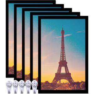 14x22 Picture Frame Set of 5, Black Photo Frames High Transparent Wall Gallery Desktop Horizontal Vertical for Canvas Collage Photo Poster Certificate 14 x 22 inches