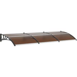 VEVOR Window Door Awning Canopy 117" x 38", UPF 50+ Polycarbonate Entry Door Outdoor Window Awning Exterior, Front Door Overhang Awning for Sun Shutter, UV, Rain, Snow Protection, Hollow Sheet (Brown Board & Black Bracket)