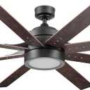 Honeywell Ceiling Fans Xerxes Modern 62 Inch Ceiling Fan with Light, Remote Control Fan, LED Indoor Fan with 8 Blades, Dark Elm and Rough Pine Blade Finish Options, Bronze (50609-01)