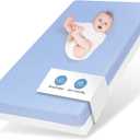 Crib Mattress Dual Sided Memory Foam Baby Toddler Bed Mattress, 52" x 27.6" x 5.5" Soft Breathable Mattresses with Removable Machine Washable Cover, Fits Standard Cribs&Toddler Beds, White&Blue, 52"l X 28"w X 5.5"th