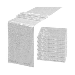 12 Pack Silver Sequin Table Runner 12" x 72" Sparkle Table Runner for Baby Bridal Shower Wedding Birthday Party Table Decor (Silver)